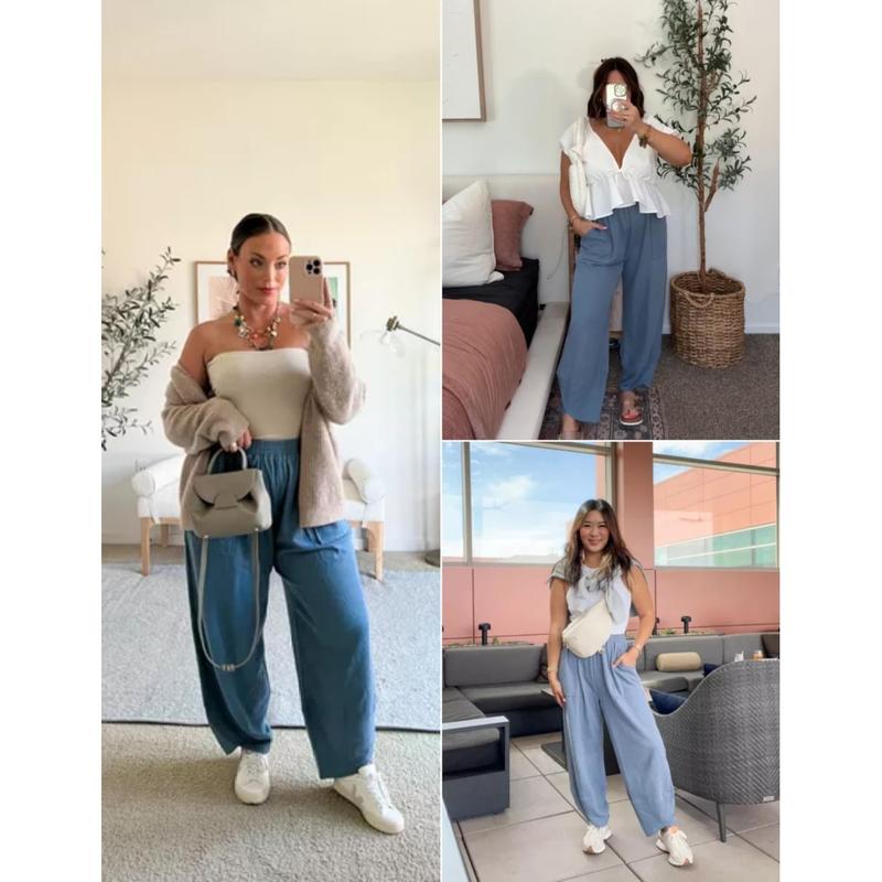 Women's Baggy Wide-Leg Pants with Pockets