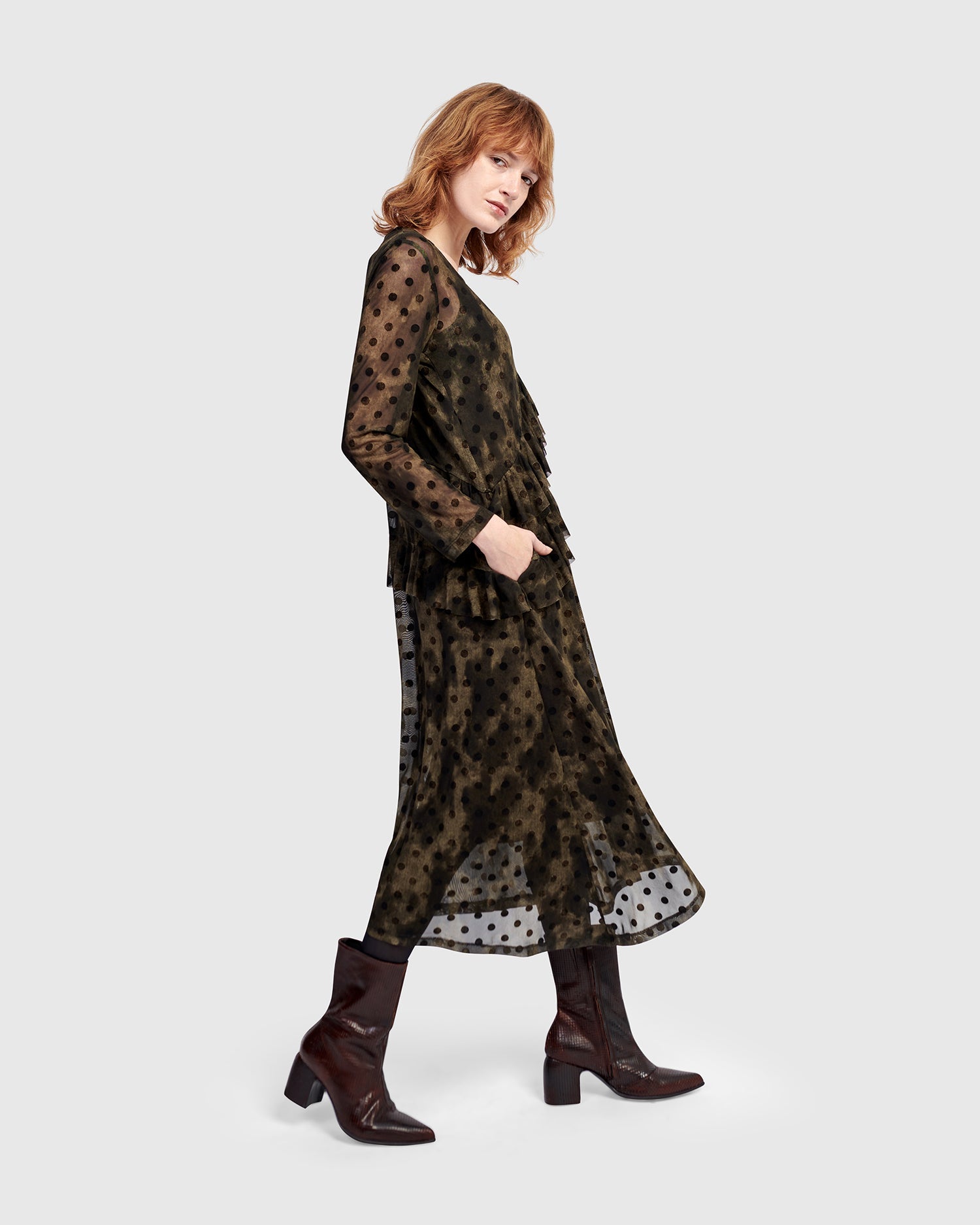 Urban Sprig Mesh Dress, Antique